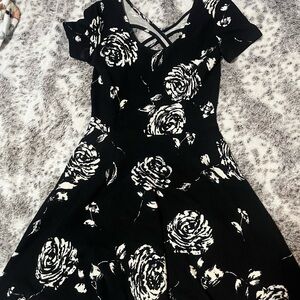 Charming Charlie Black and White Floral Mini Dress